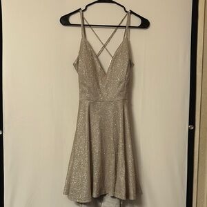 Elegant Silver Glitter Dress